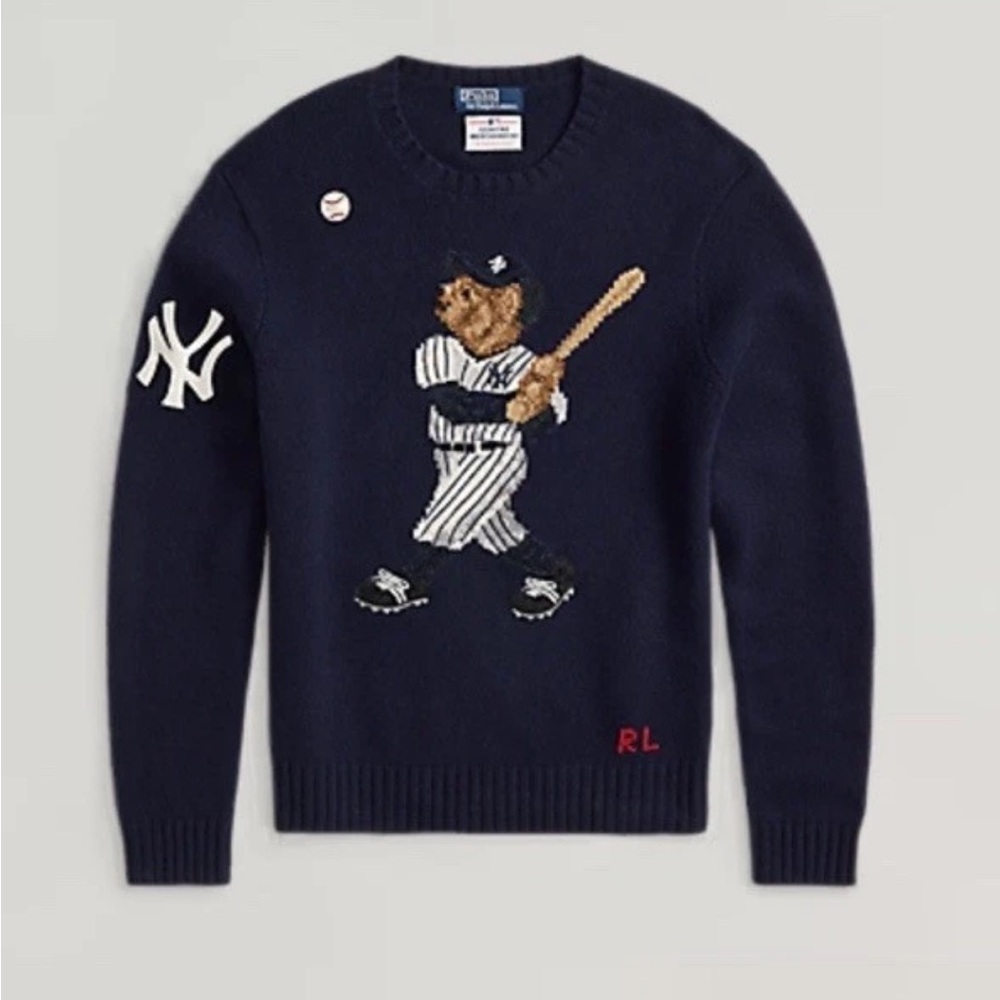 Polo by Ralph Lauren Navy Polo Bear Baseball Sweater - Picture 8 of 16